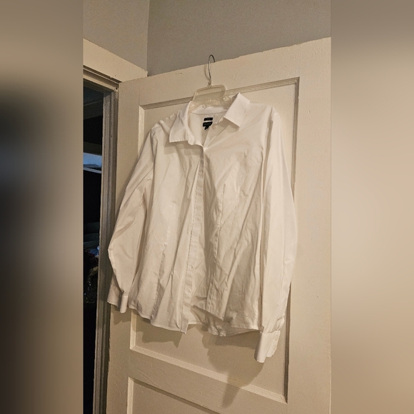 Talbots Tops - Talbot's Non-Iron White Button-Up Shirt, Size 16